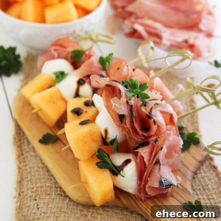 The blog's footer image, a beautifully arranged platter of Melon, Prosciutto, and Mozzarella Skewers, symbolizing delightful home cooking. | thecomfortofcooking.com