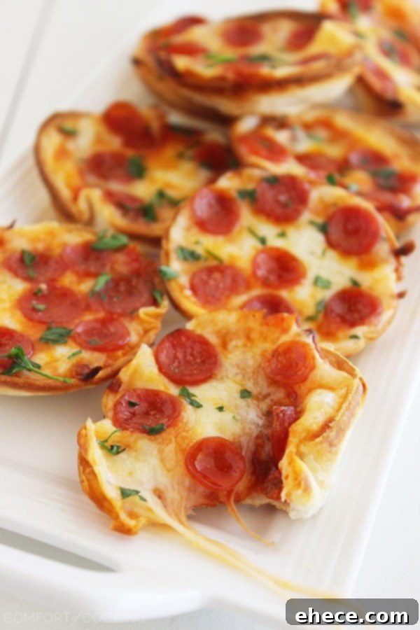 An overhead shot of Mini Tortilla Pizzas in a muffin tin, ready to be baked to a golden finish.