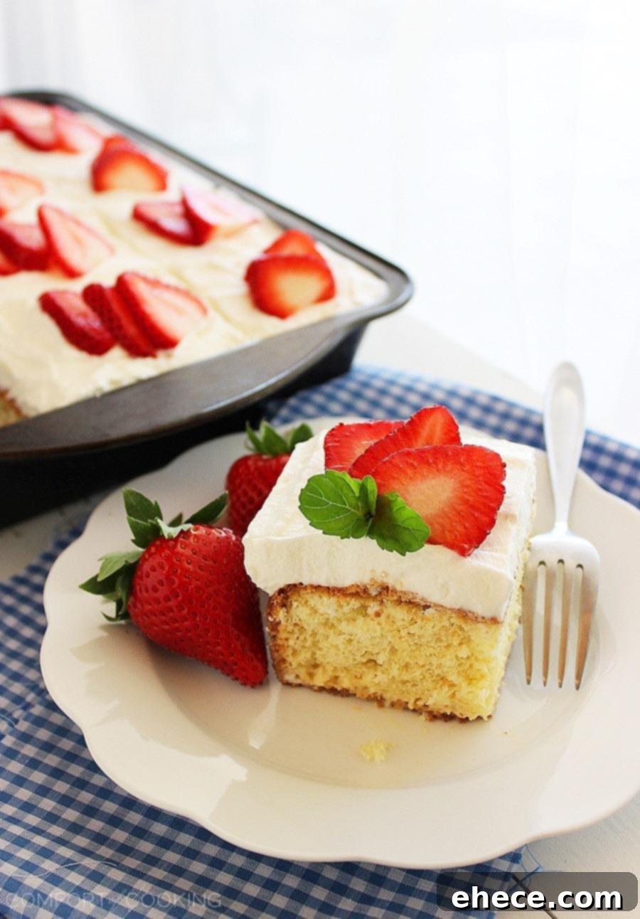 Strawberry Dream Tres Leches 2 Super soft, luscious Tres Leches Cake with fresh strawberries. This easy homemade recipe is perfect for any celebration.