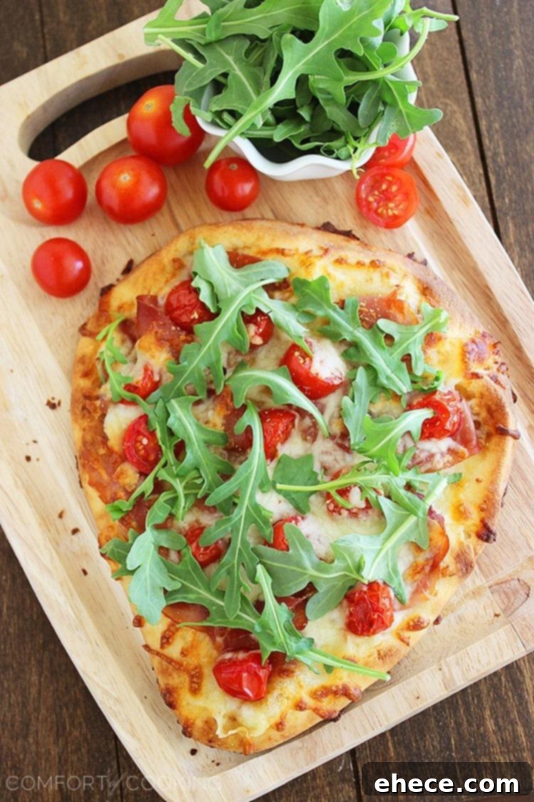 Close-up of freshly baked Naan Pizza