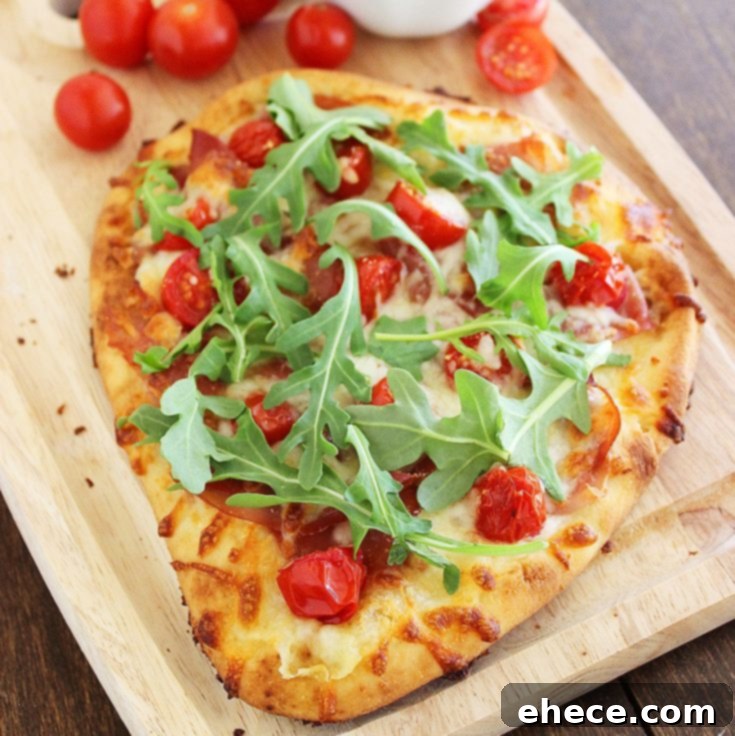Prosciutto, Arugula & Tomato Naan Pizza