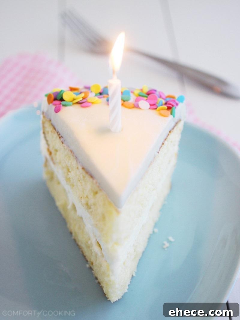 Yellow Birthday Cake with Vanilla Frosting and a Candle, Ready for a Wish