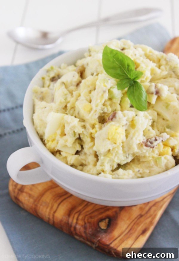 Simple Southern Potato Salad – Creamy, cool potato salad goes perfectly with all your BBQ favorites! This easy recipe is my best-ever batch and uses fresh ingredients. | thecomfortofcooking.com