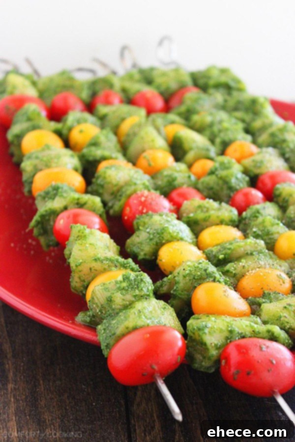 Zesty Pesto Chicken & Sun-Kissed Tomato Skewers 3 Pesto Chicken and Tomato Skewers Marinating