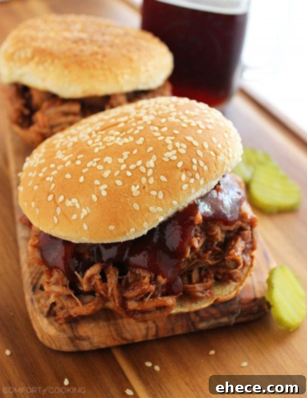 3-Ingredient Root Beer BBQ Pulled Pork – This mouthwatering, tender pulled pork is perfection on a bun. The perfect weeknight and party food! | thecomfortofcooking.com