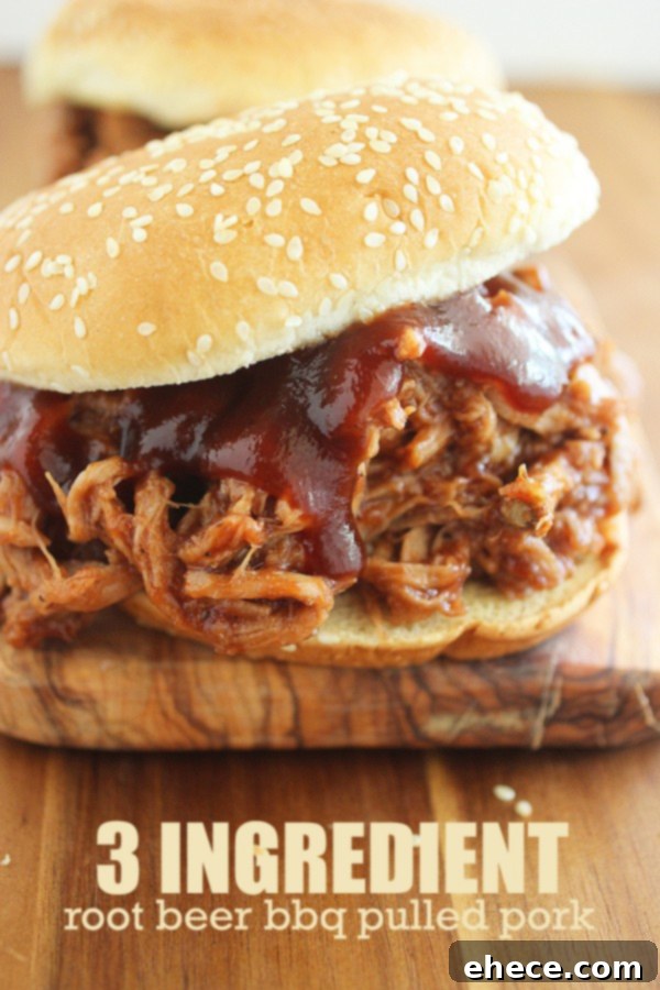 3-Ingredient Root Beer BBQ Pulled Pork – This mouthwatering, tender pulled pork is perfection on a bun. The perfect weeknight and party food! | thecomfortofcooking.com