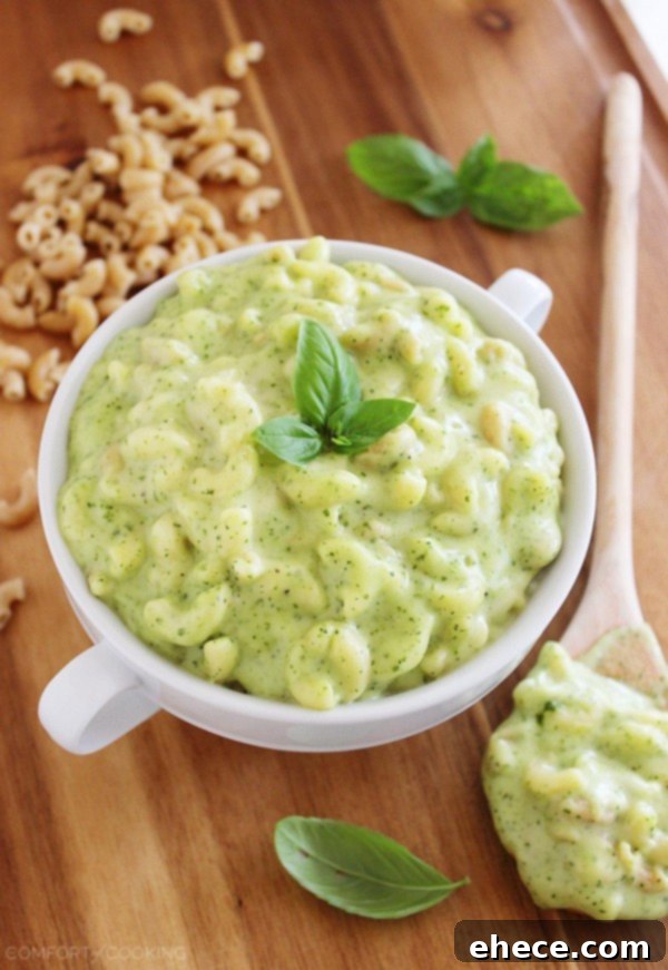 Vibrant Stovetop Pesto Mac 2 Creamy Stovetop Spinach Basil Pesto Mac and Cheese - A fresh, vibrant twist on classic comfort food