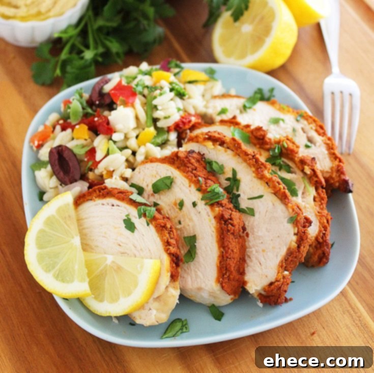 Hummus-Crusted Lemon Chicken recipe card footer image