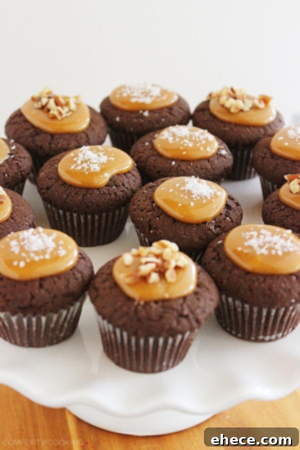 Close-up of mini Salted Caramel Brownie Bites on a cooling rack, showcasing their fudgy texture before topping.