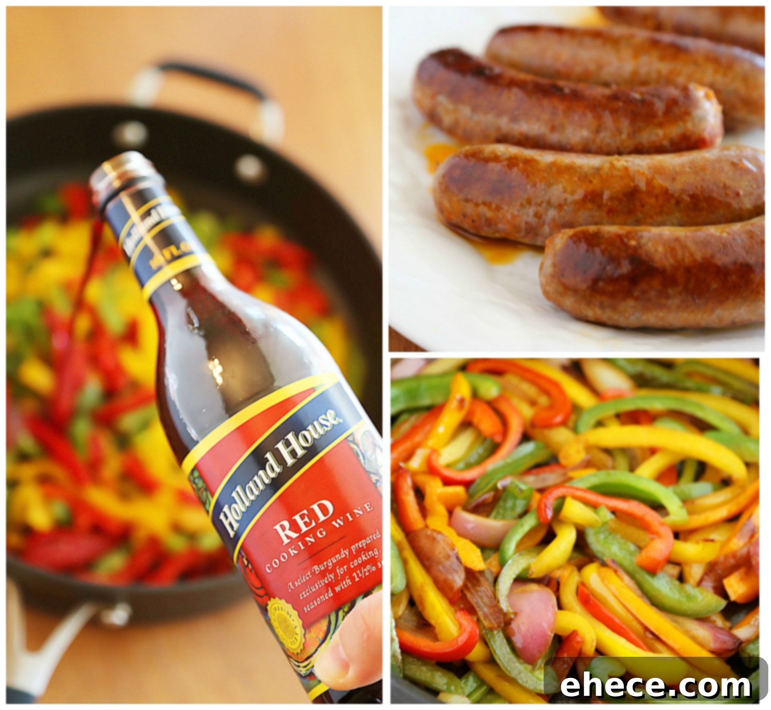 Rustic Skillet Sausage and Peppers 3 Skillet Italian Sausage, Peppers and Onions - Easy comfort food for weeknights & game days! Serve over pasta, polenta, potatoes or on warm crusty rolls.