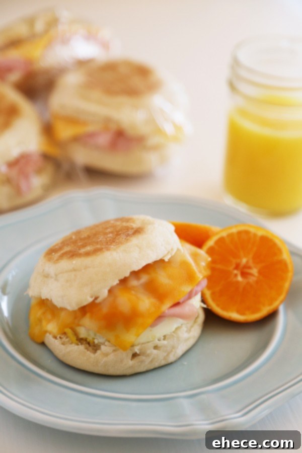 Steps for assembling Homemade Freezer Breakfast Sandwiches for easy meal prep.