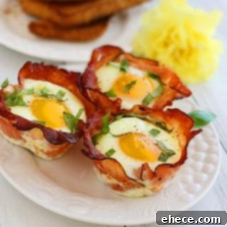 Crispy Ham Egg Nests 2 Crisp Ham and Egg Cups, a delicious and easy breakfast recipe perfect for meal prep.