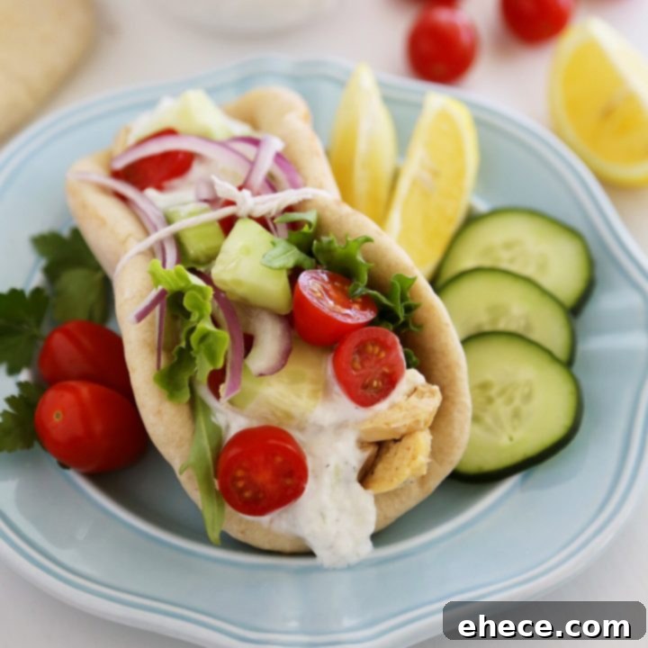 Slow Cooker Chicken Gyros with Tzatziki Sauce