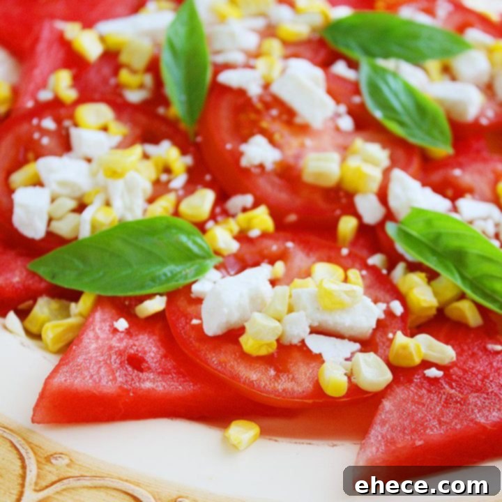 Vibrant Watermelon Basil Salad with Feta & Corn