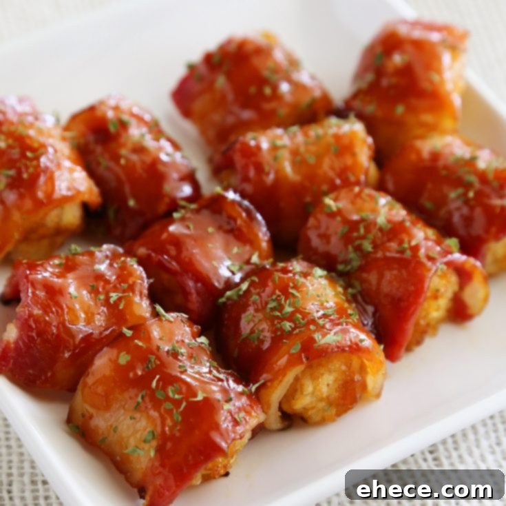 BBQ Bacon Wrapped Tater Tot Bites for Pinterest