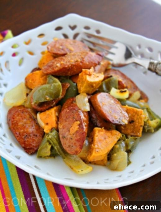 Roasted Sausage, Peppers and Sweet Potatoes
